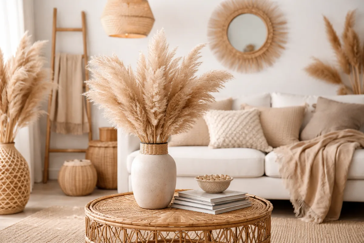 Comment intégrer la pampa séchée dans la décoration bohème